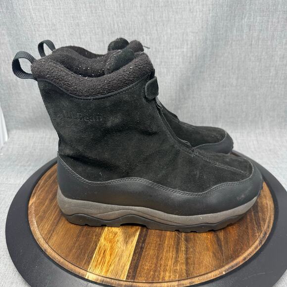 LL Bean Primaloft Men’s 9 Black Suede 200 Gram Insulated Boots Winter Warm Snow - Picture 1 of 7